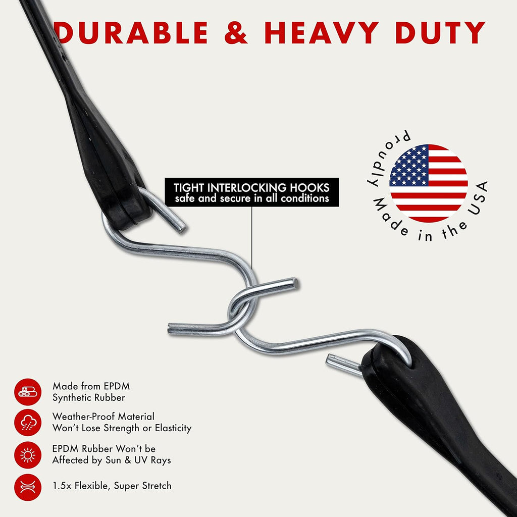 50 Pack Rubber Tarp Straps 31 Long EPDM with Crimped Hooks Bungee Cords S165