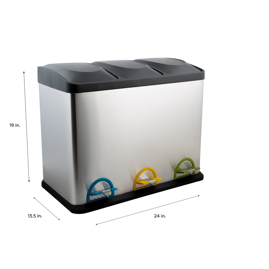 45 Liter 3 Compartment Stainless Recycle Bin O70272