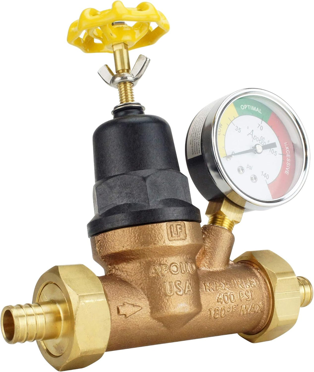Water Pressure Regulator with Gauge, Bronze, Pack of 2 A942410