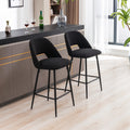 Boucle Fabric Barstools Set of 2 with Black Metal Legs Z613444