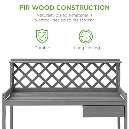 Wooden Potting Bench with Cabinet Drawer A1304