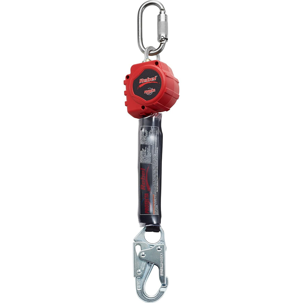 Self Retracting Lifeline Web, Steel Snap Hook and Carabiner, Black/Red M91048