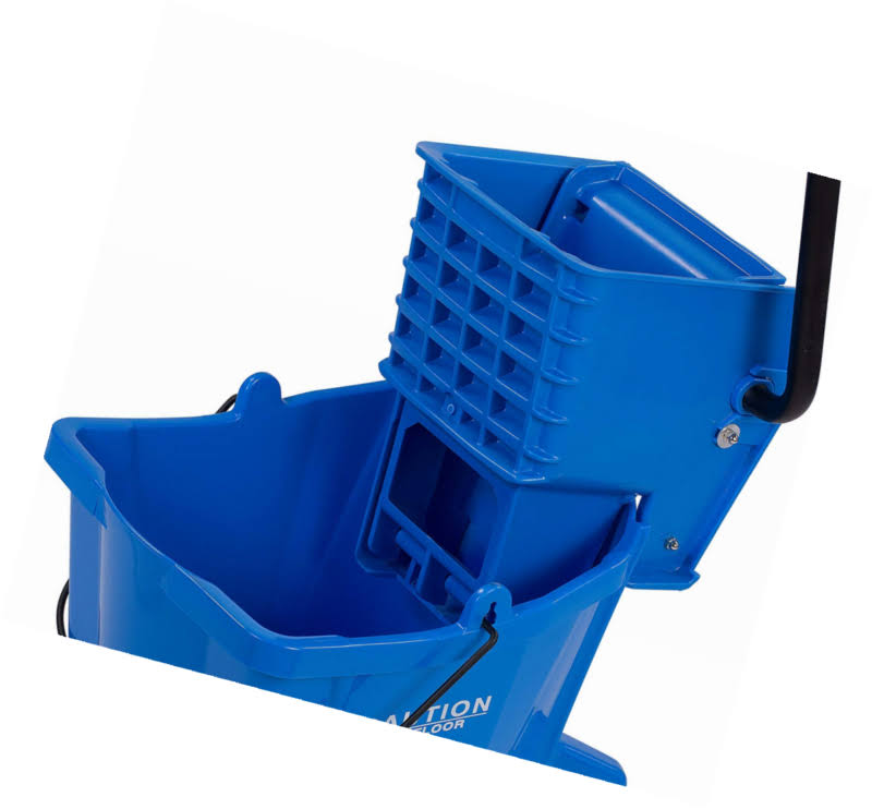 Blue 26 Quart Commercial Mop Bucket with Side Press Wringer J352