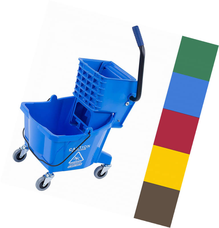 Blue 26 Quart Commercial Mop Bucket with Side Press Wringer J352