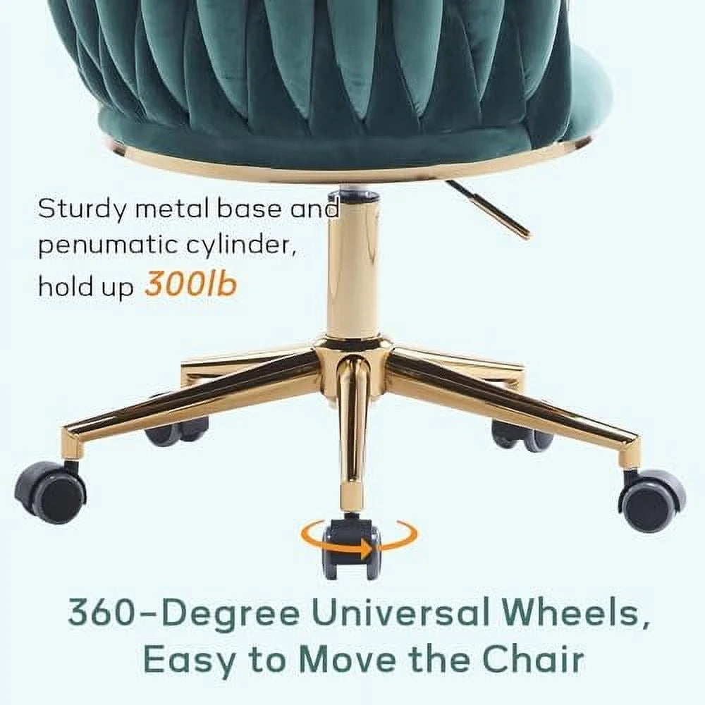 Velvet Office Desk Chair with Woven Backrest M557551