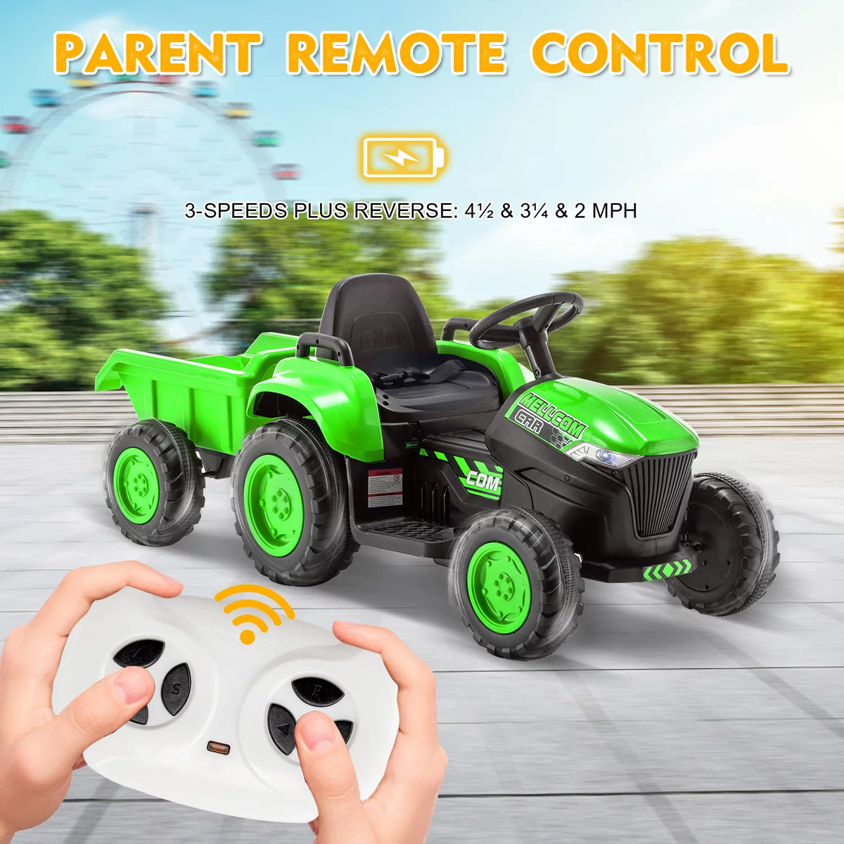 12V Battery Powered Kids Ride on Tractor with Remote Control S713802
