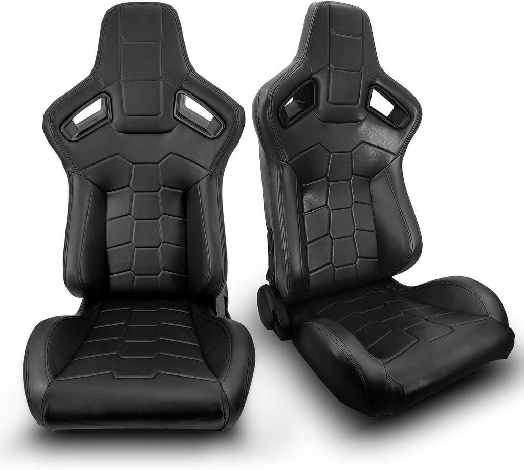 1 Pair Black PVC Racing Bucket Seats C93627