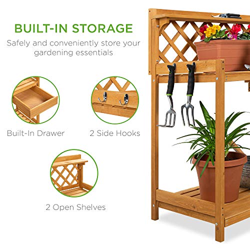 Wooden Potting Bench with Cabinet Drawer A1304