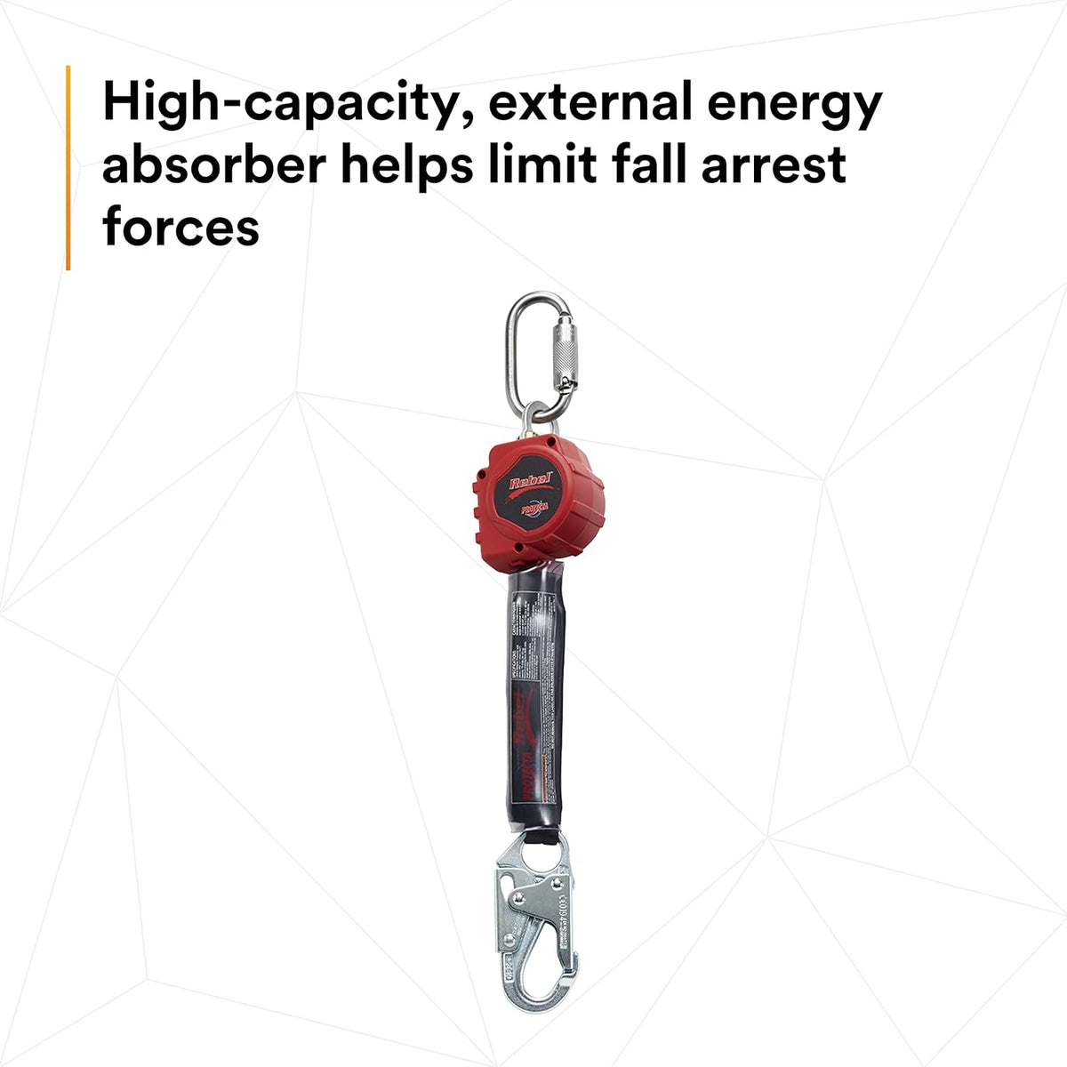 Self Retracting Lifeline Web, Steel Snap Hook and Carabiner, Black/Red M91048