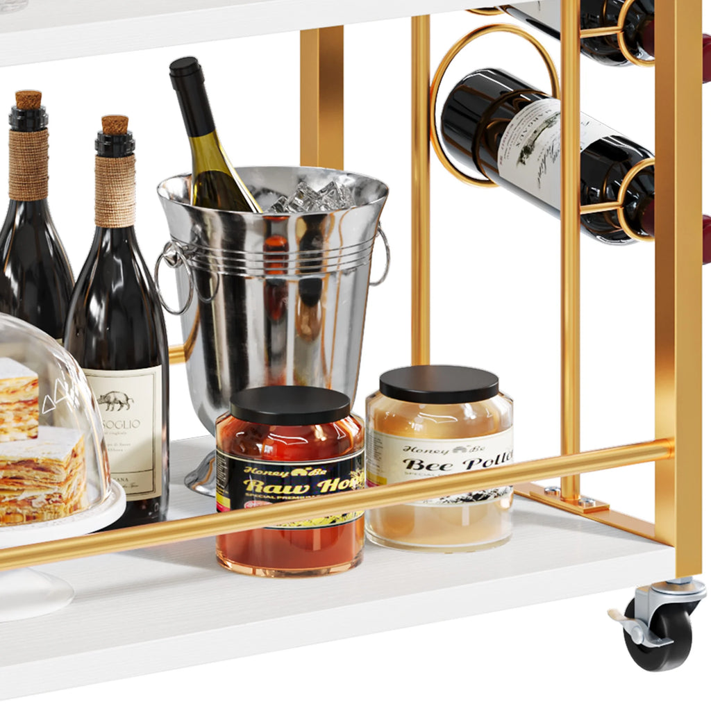 Wine Bar Cart with Wine Rack and Glass Holders N189620