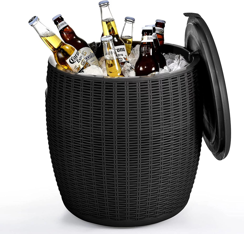 Ice Cooler & Side Table with 9.8 Gallon Ice Bucket C243