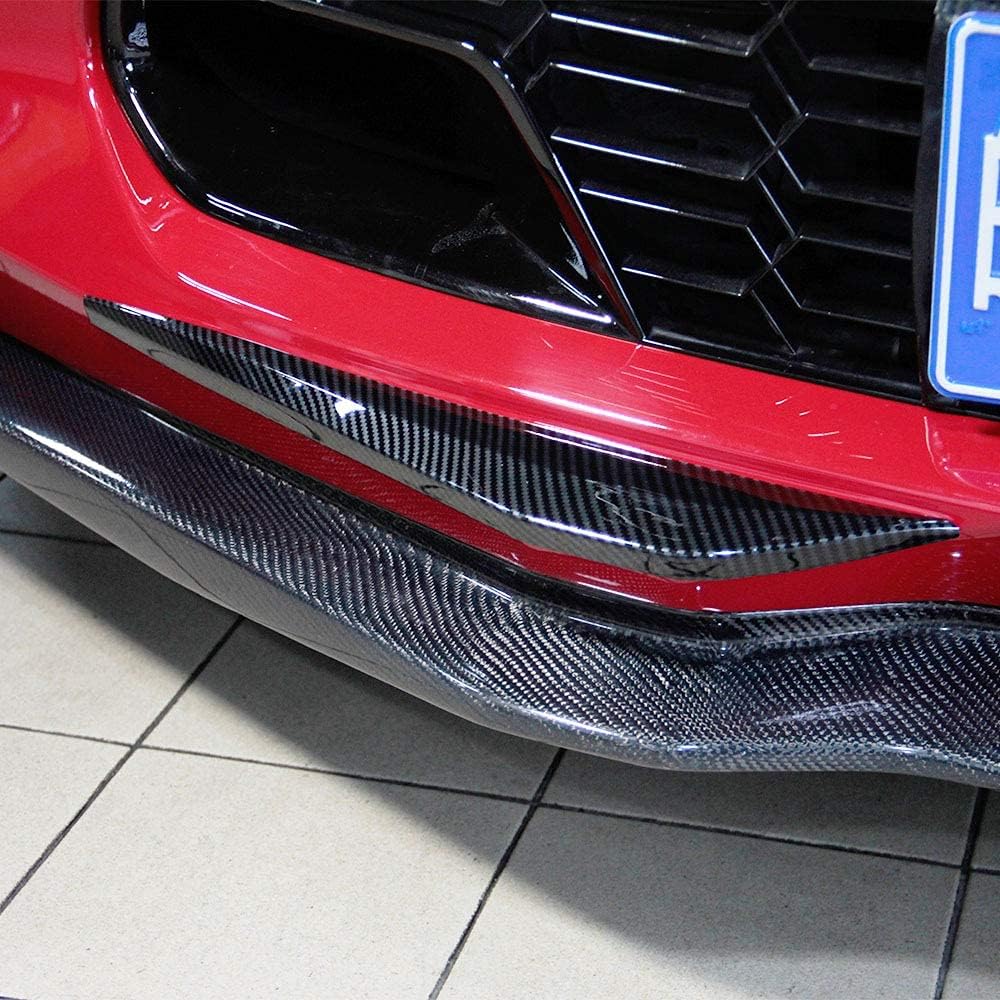 Carbon Fiber Look Cover Trims Front Bumper Bottom Corner for 2014 2015 2016 2017 2018 Chevrolet Corvette C7 E5187