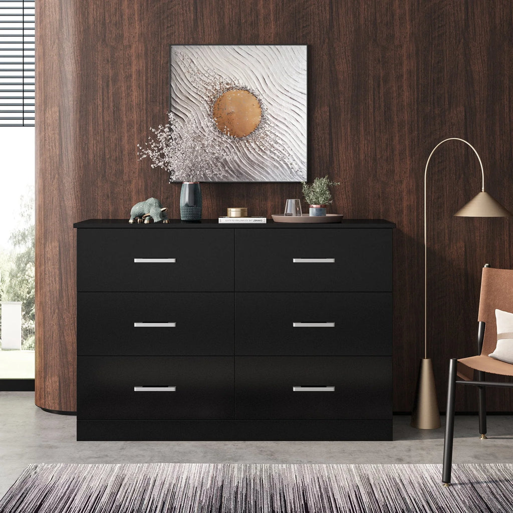 White 6 Drawer Wood Dresser Y6210