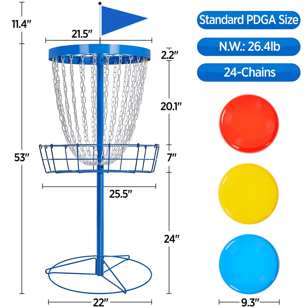 Portable Disc Golf Basket with 3 Discs and Carrying Bag T22993