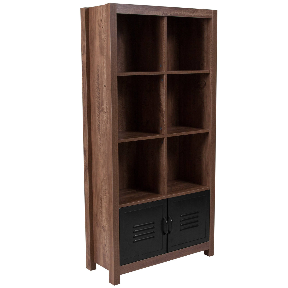 6 Cube Storage Organizer Bookcase with Metal Cabinet Doors V317870