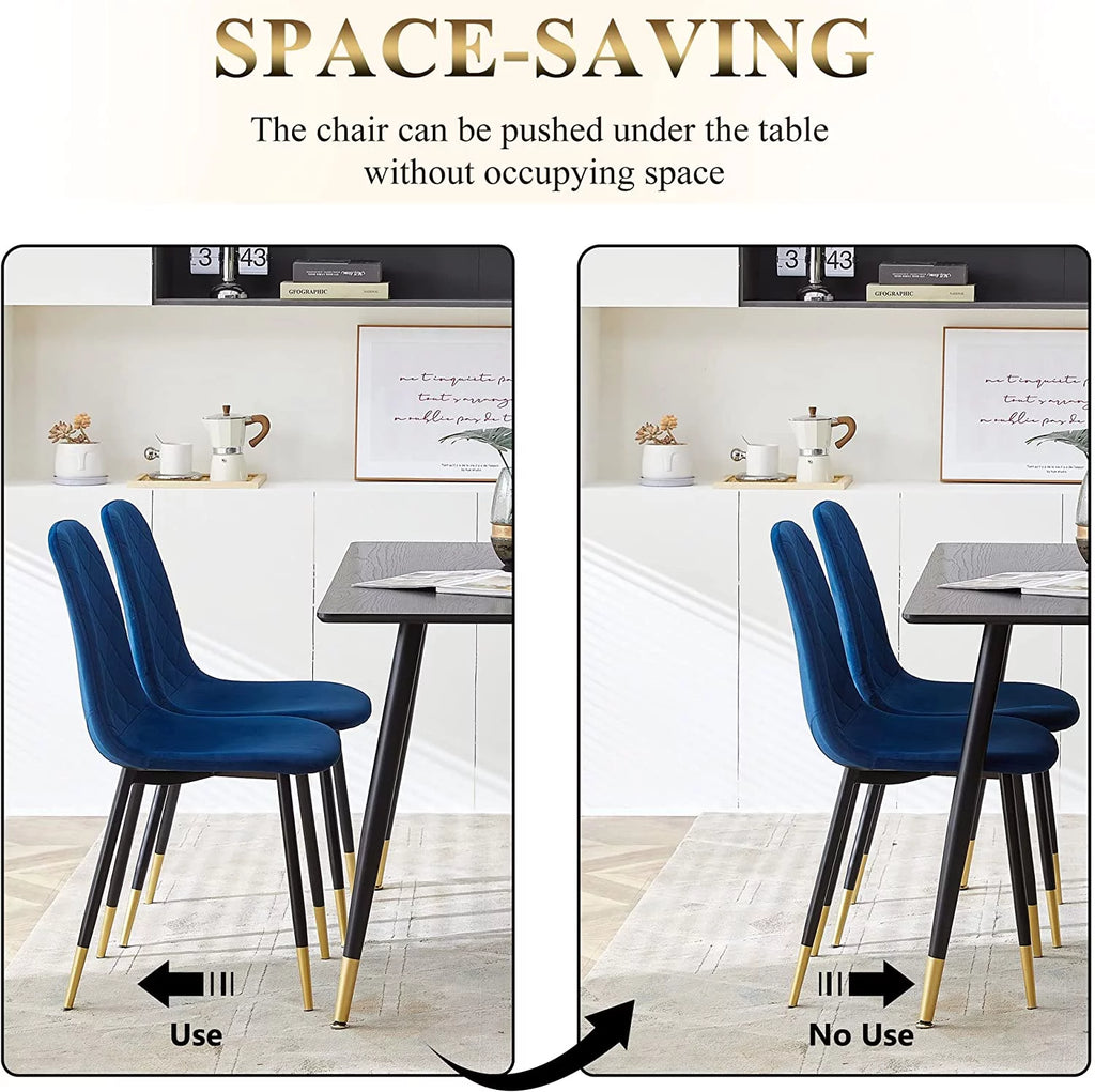 Faux Wood Rectangular Dining Table Set for 4 with Velvet Chairs N6633
