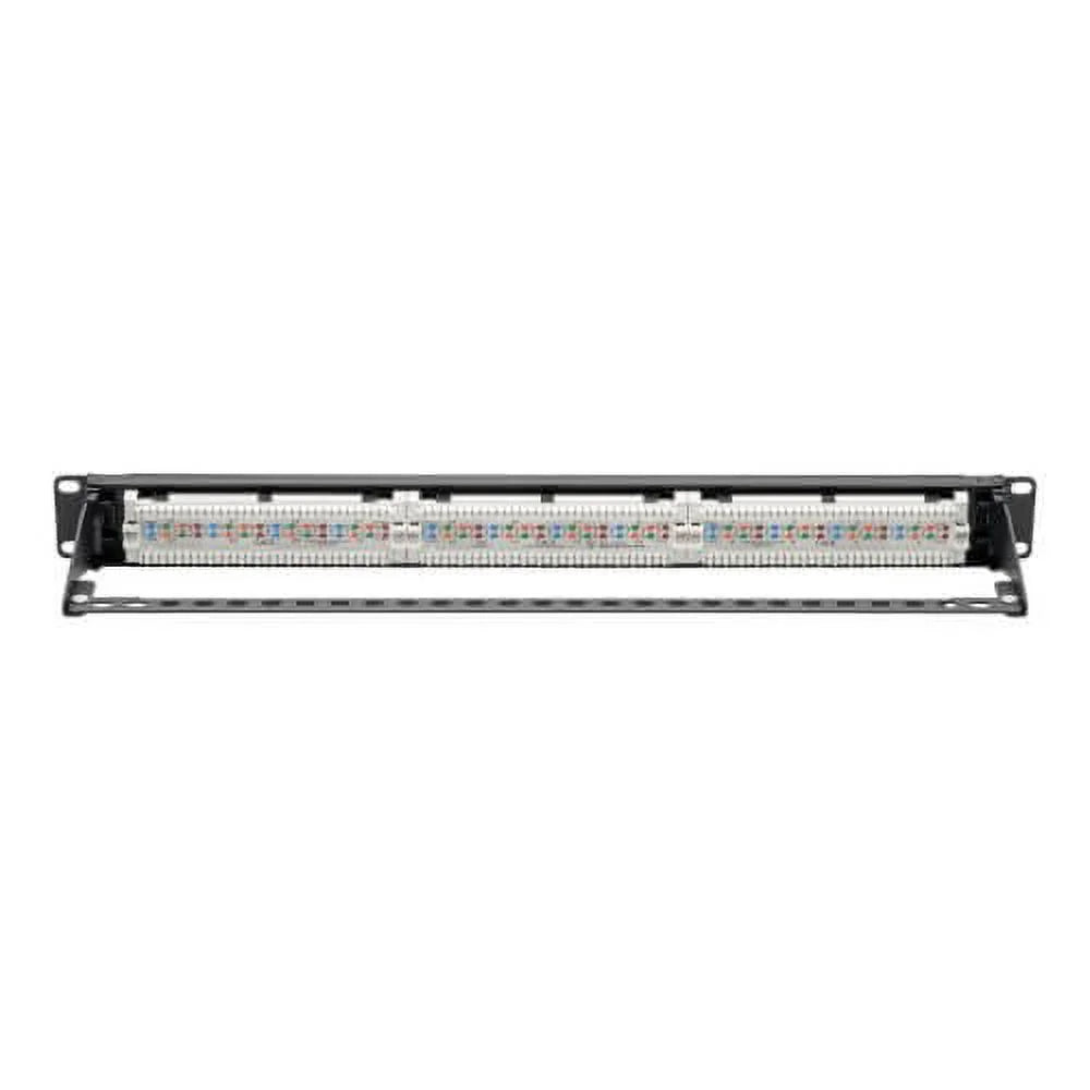 Cat6 24-Port PoE+ Patch Panel, RJ45 Ethernet, 1U Rackmount, Black J488155