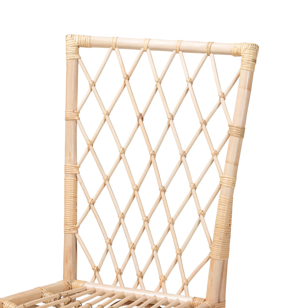 Natural Brown Rattan 2-Piece Dining Chair Set Y88310