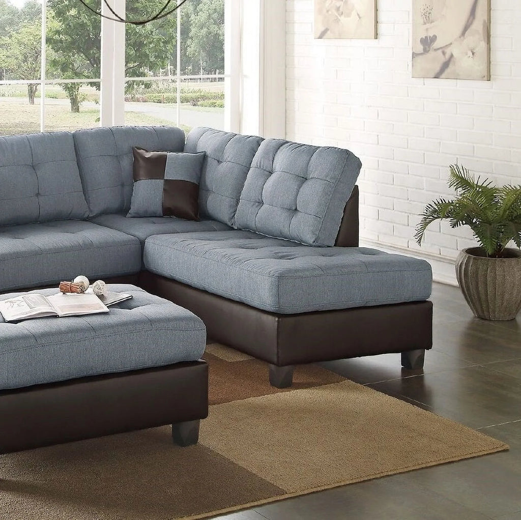 3pc Faux Leather Sectional Sofa Set H51237