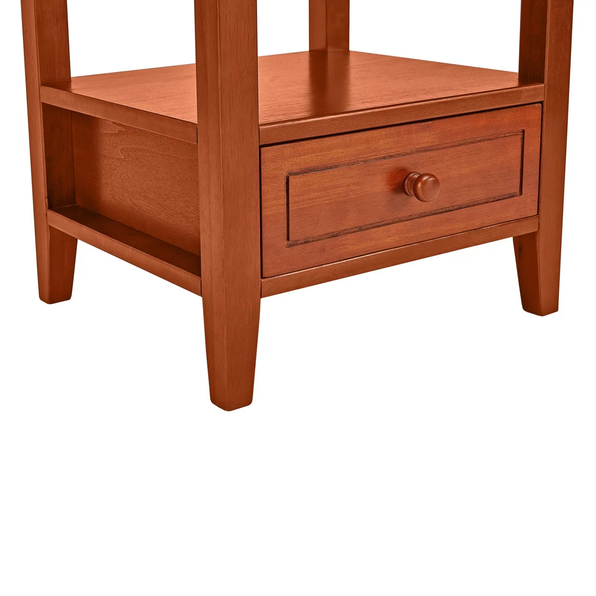 Honey Brown 1 Drawer Wooden End Table T40596