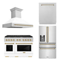 48 In. Gas Range, Range Hood, Refrigerator with Water and Ice Dispenser, Dishwasher in Stainless Steel T500219
