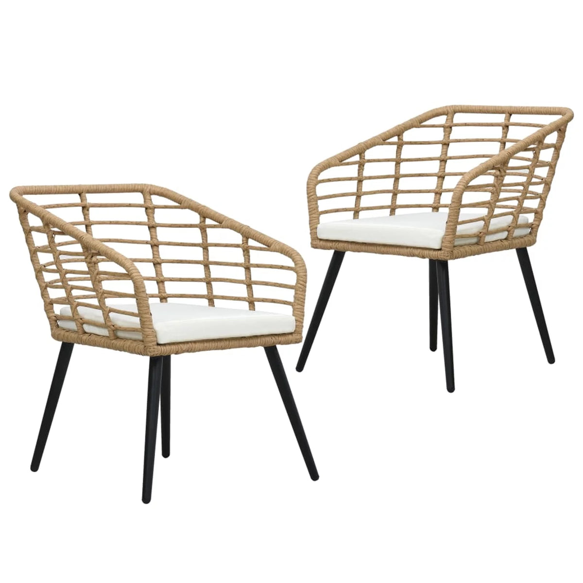 2 Piece Poly Rattan Outdoor Dining Chair Set G42099