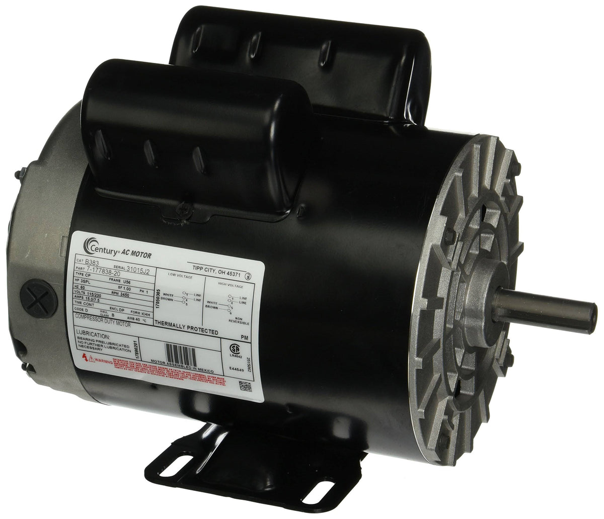 3 HP 3450 RPM 115/230V Air Compressor Motor V153951