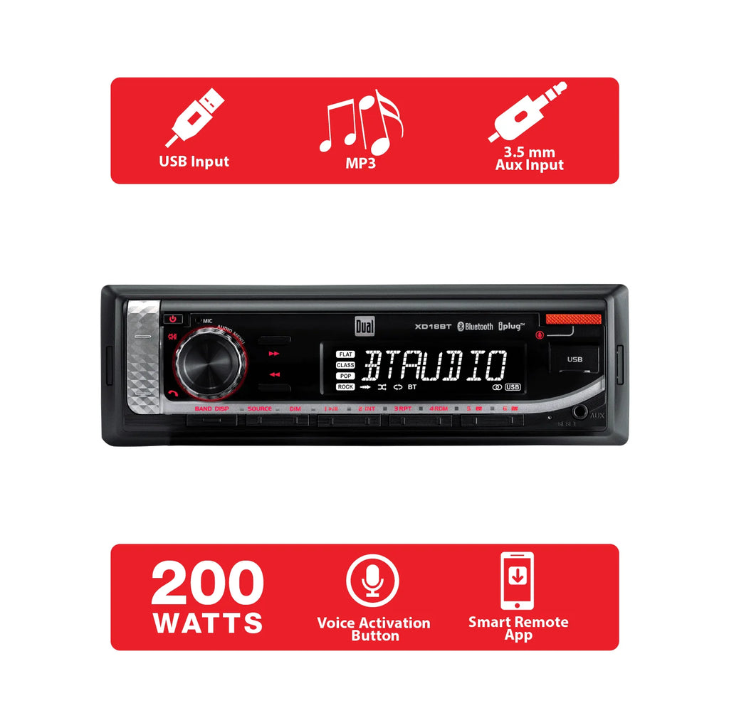 Single DIN Car Stereo Head Unit with Bluetooth D3356
