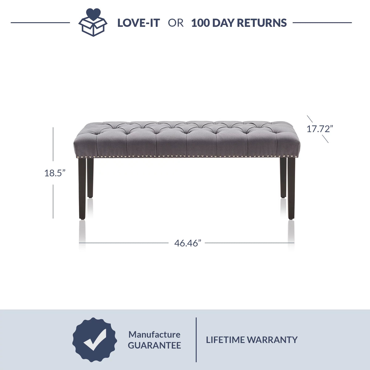 Grey Linen Upholstered Ottoman Bench E2295