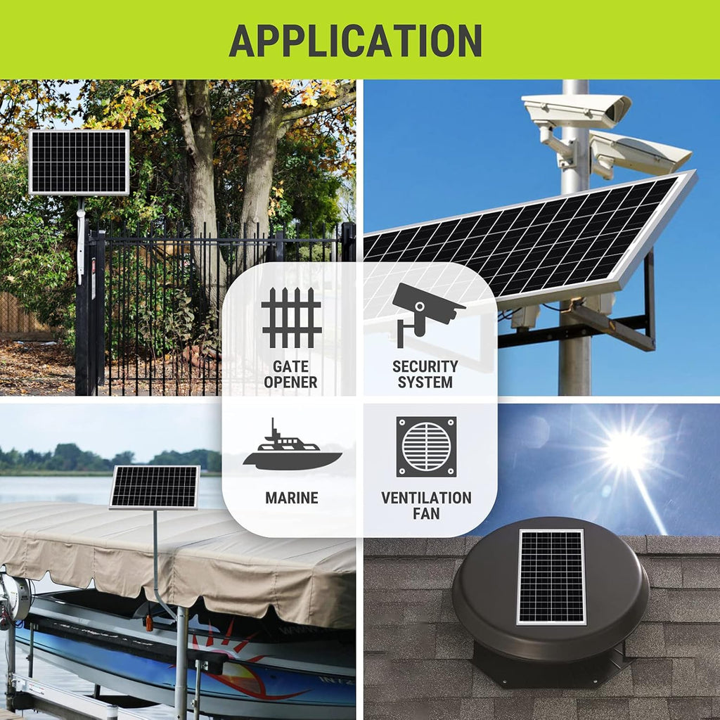 30W 24V Mono Solar Panel with 10A PWM Charge Controller and Battery Cable U361267
