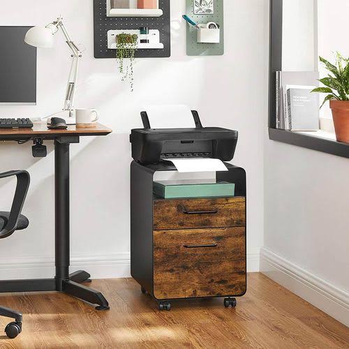 Black Rustic Brown File Cabinet with 2 Drawers P34201