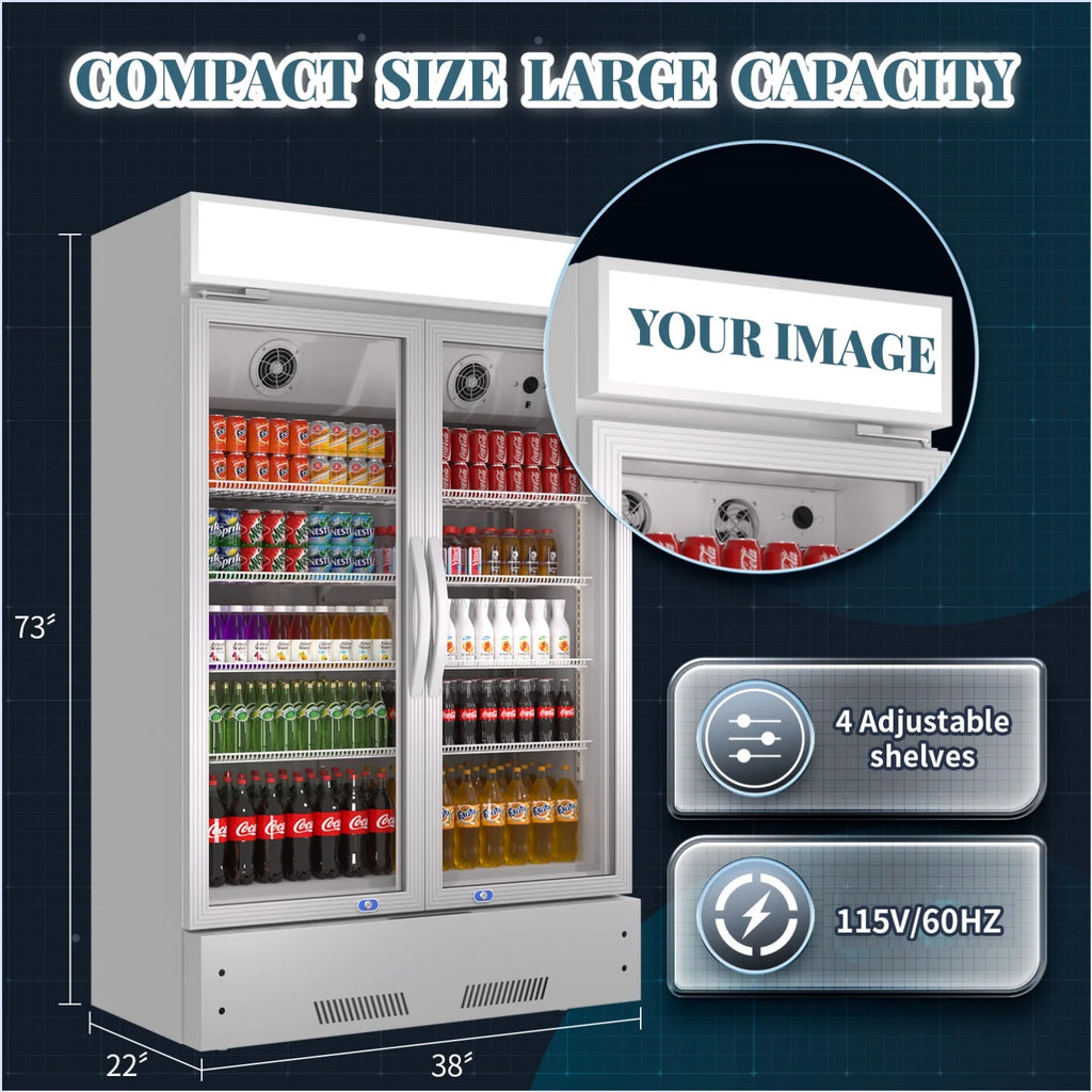 38'' Commercial Beverage Display Refrigerator with 2 Glass Doors Y2812