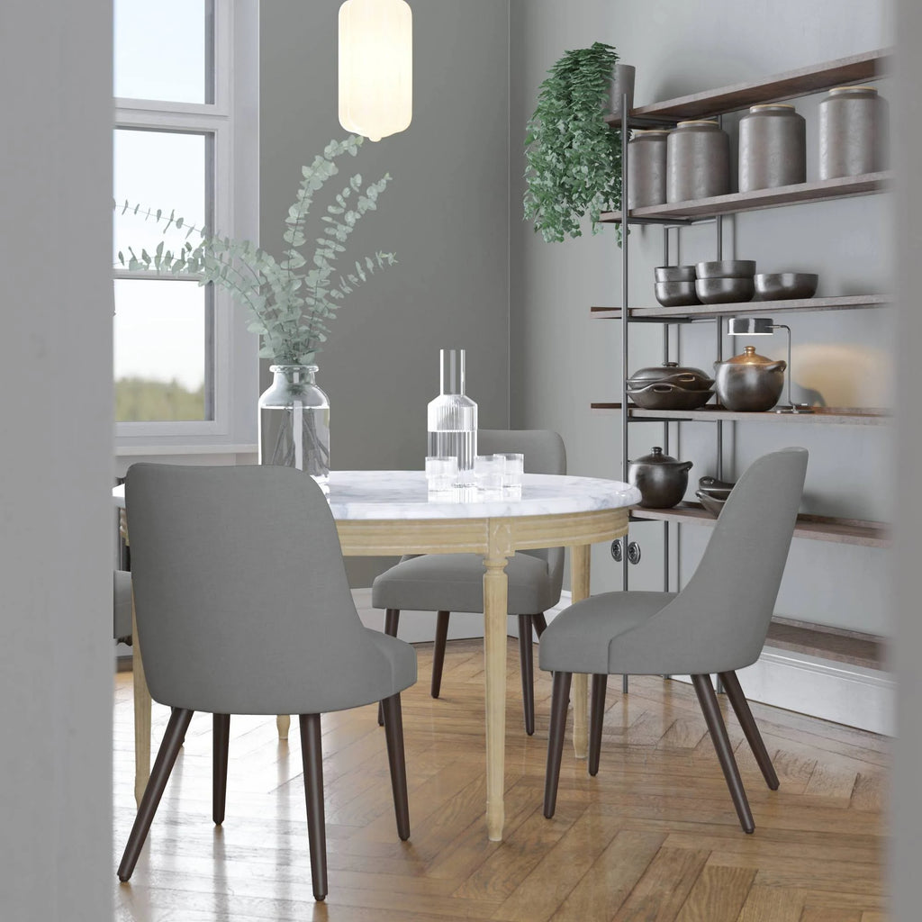 Linen Rounded Back Dining Chair Gray J4630