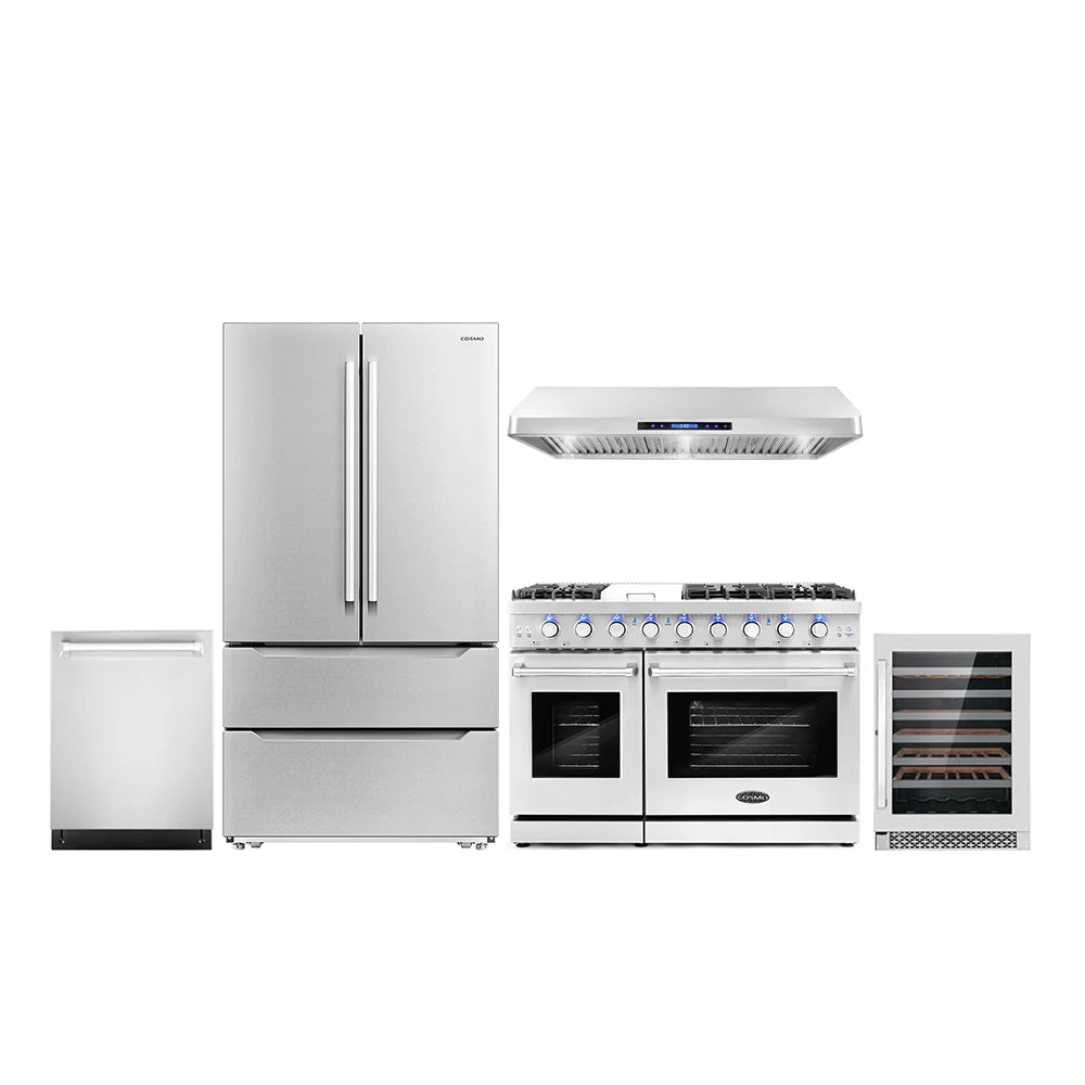 48 Gas Range, Under Cabinet Range Hood, Dishwasher, Refrigerator with Ice Maker and Wine Cooler X702