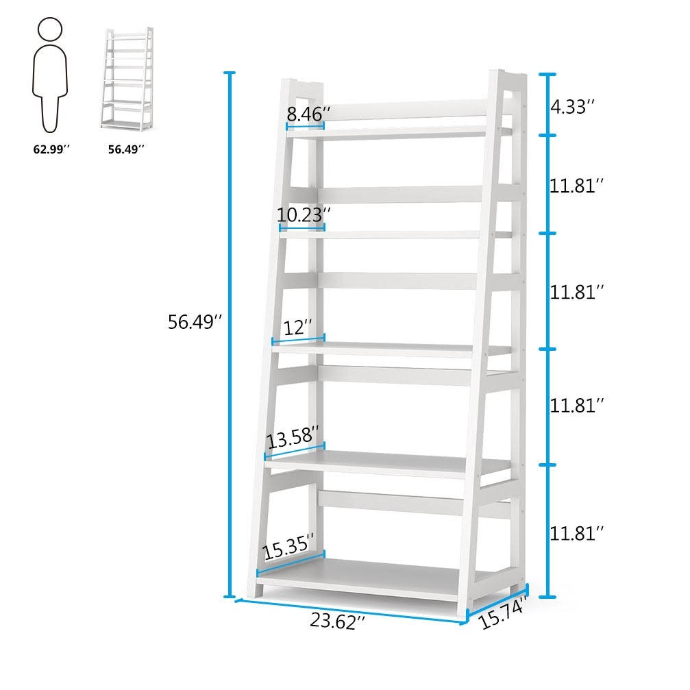 Walnut/Black 5-Tier Bookshelf Z5993