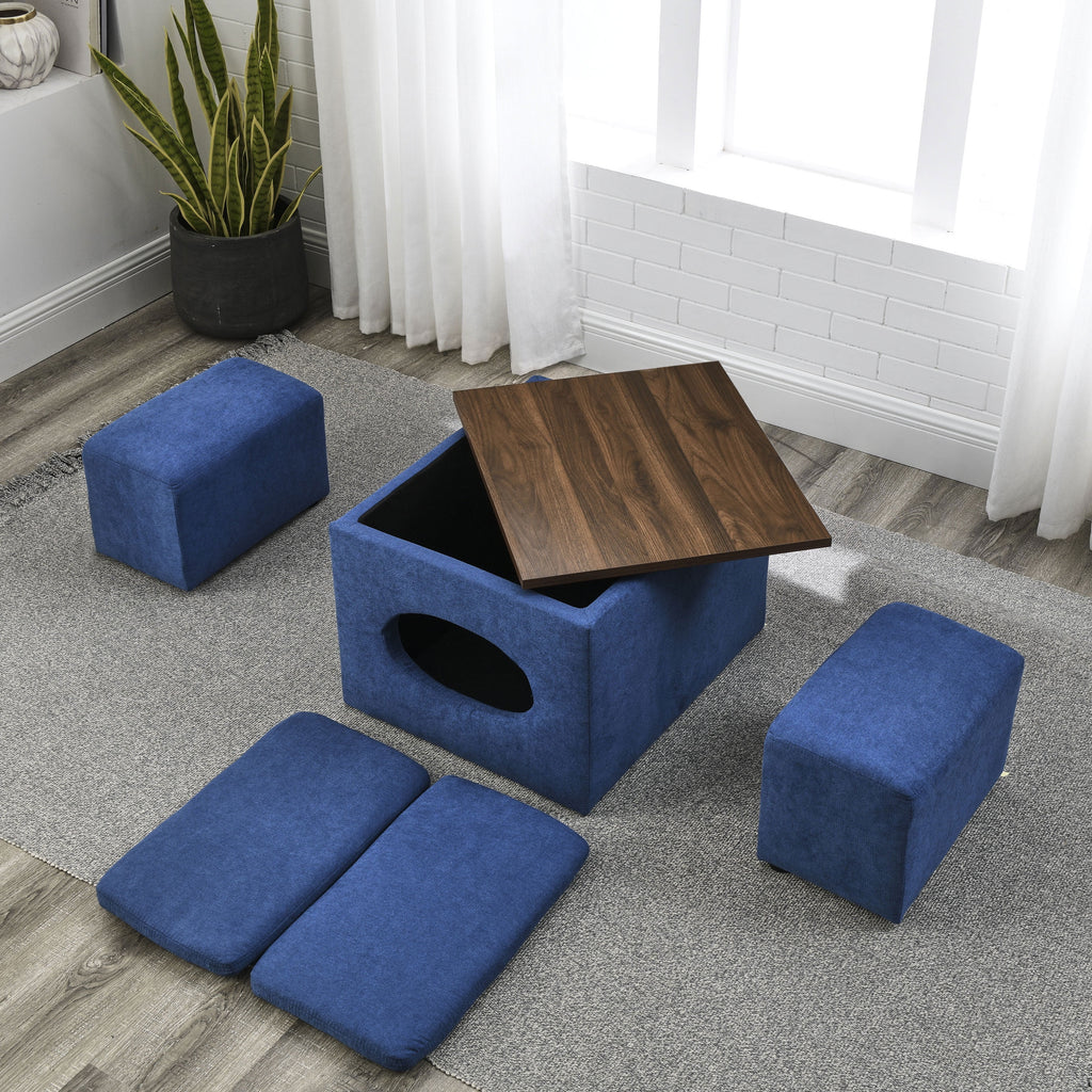25"W Hollow Storage Ottoman with 2 Footstools C8154
