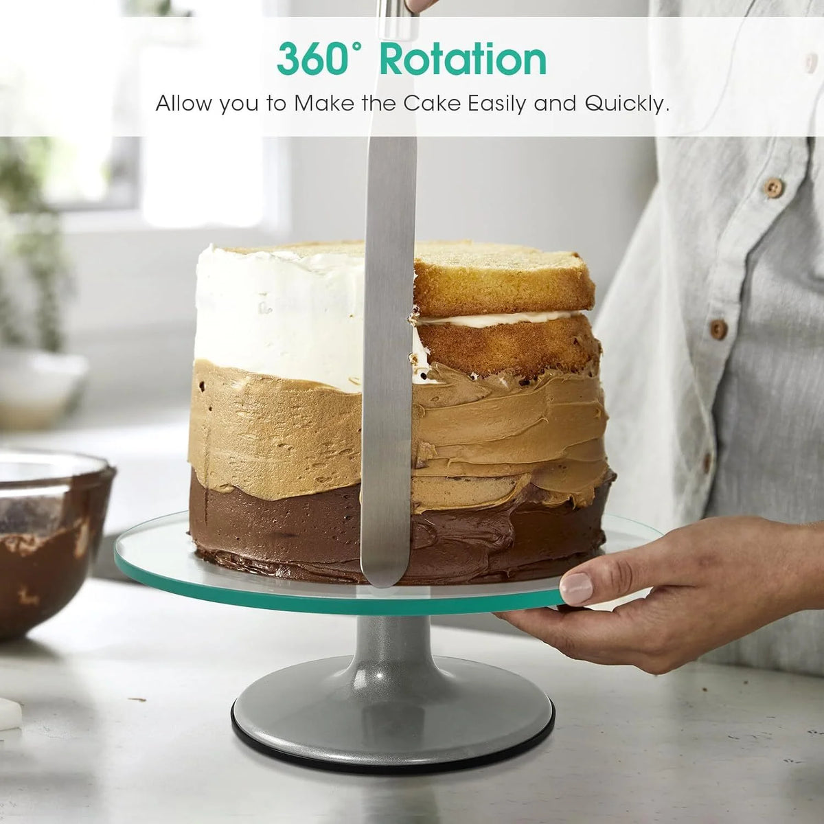 12" Glass Rotating Cake Stand U3545