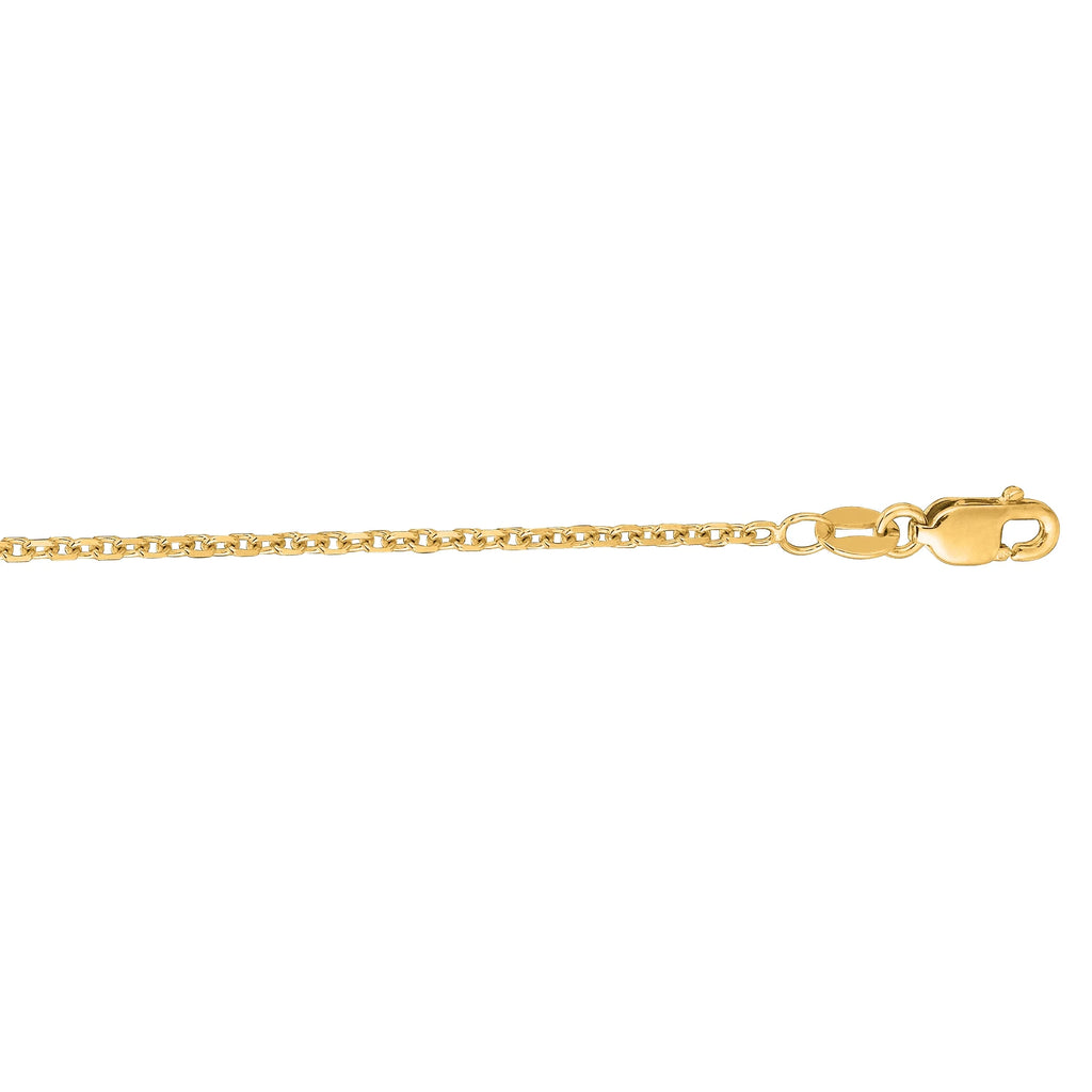 14k Solid Gold Yellow Cable Link Chain Necklace 1.5 Mm 16 Inches Q1236
