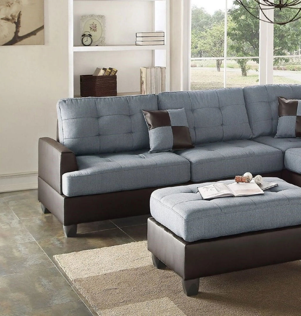 3pc Faux Leather Sectional Sofa Set H51237