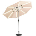 Sand Aluminum Patio Umbrella with Solar LED Lights G986