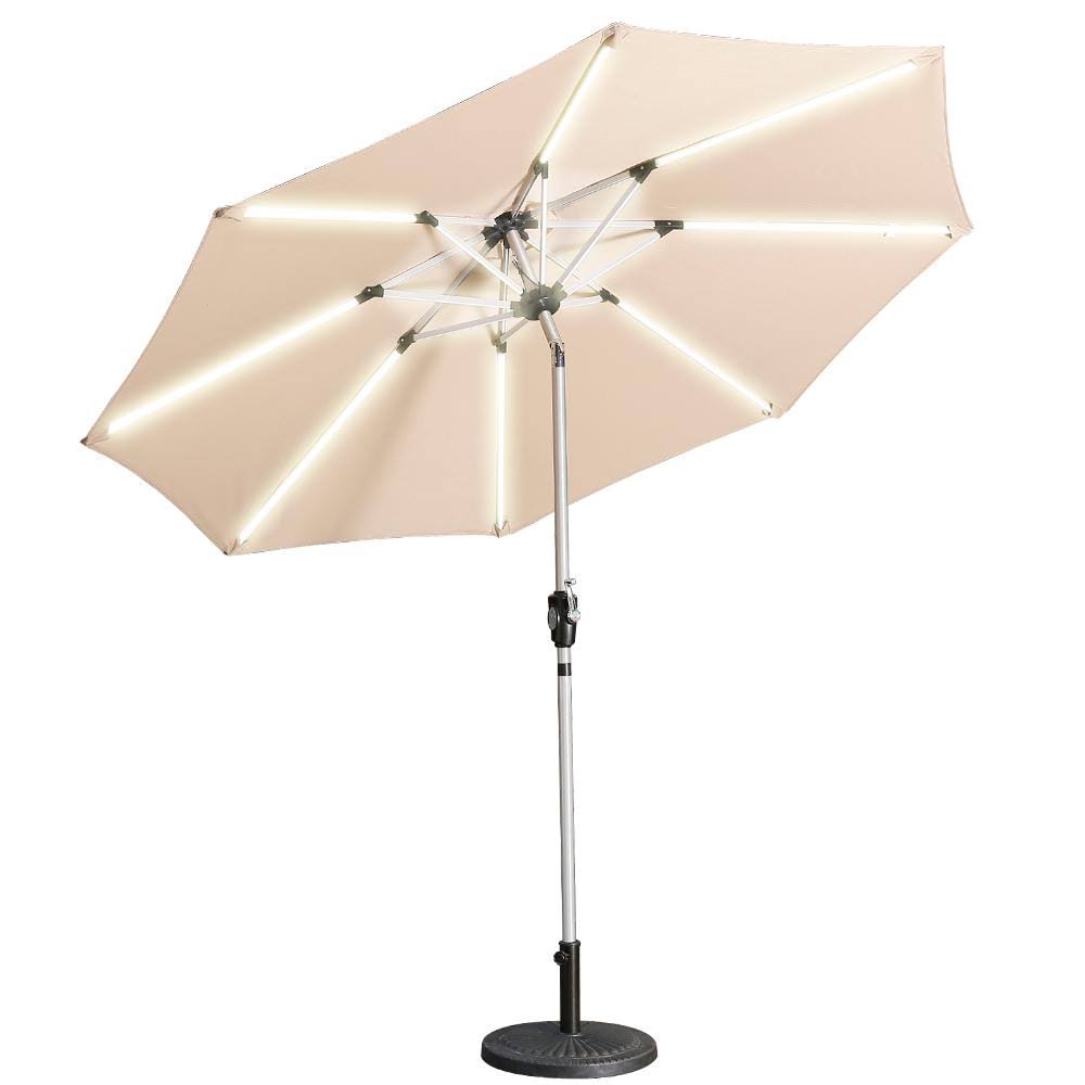 Sand Aluminum Patio Umbrella with Solar LED Lights G986