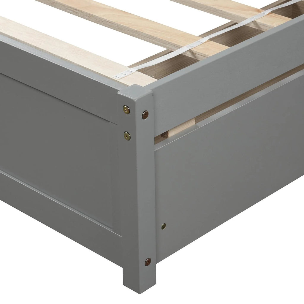 Twin Size Wood Platform Bed with Storage and 2 Drawers K9650