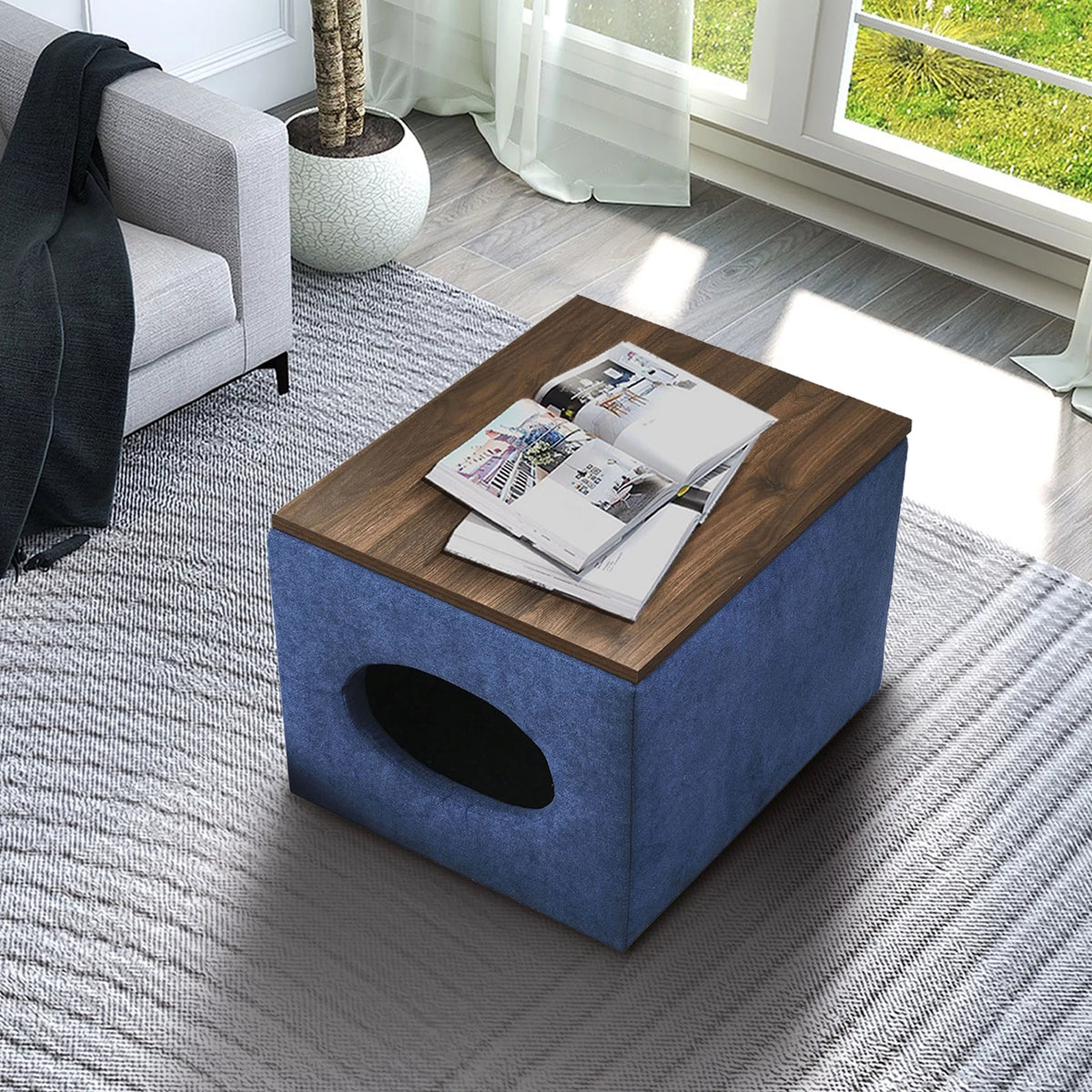 25"W Hollow Storage Ottoman with 2 Footstools C8154