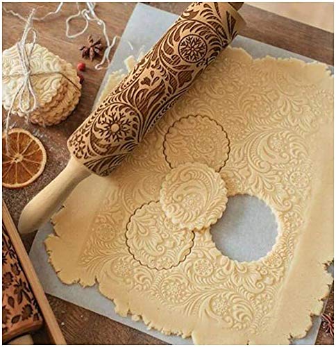 Embossed Wooden Rolling Pin H858