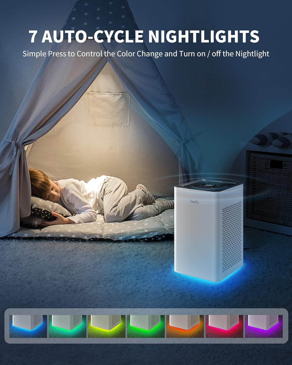 H13 True HEPA Air Purifier with 7 Color LED Light, CADR 260 m³/h Z2061