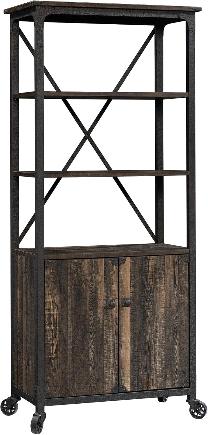 Bookcase with Doors, Carbon Oak Finish A808
