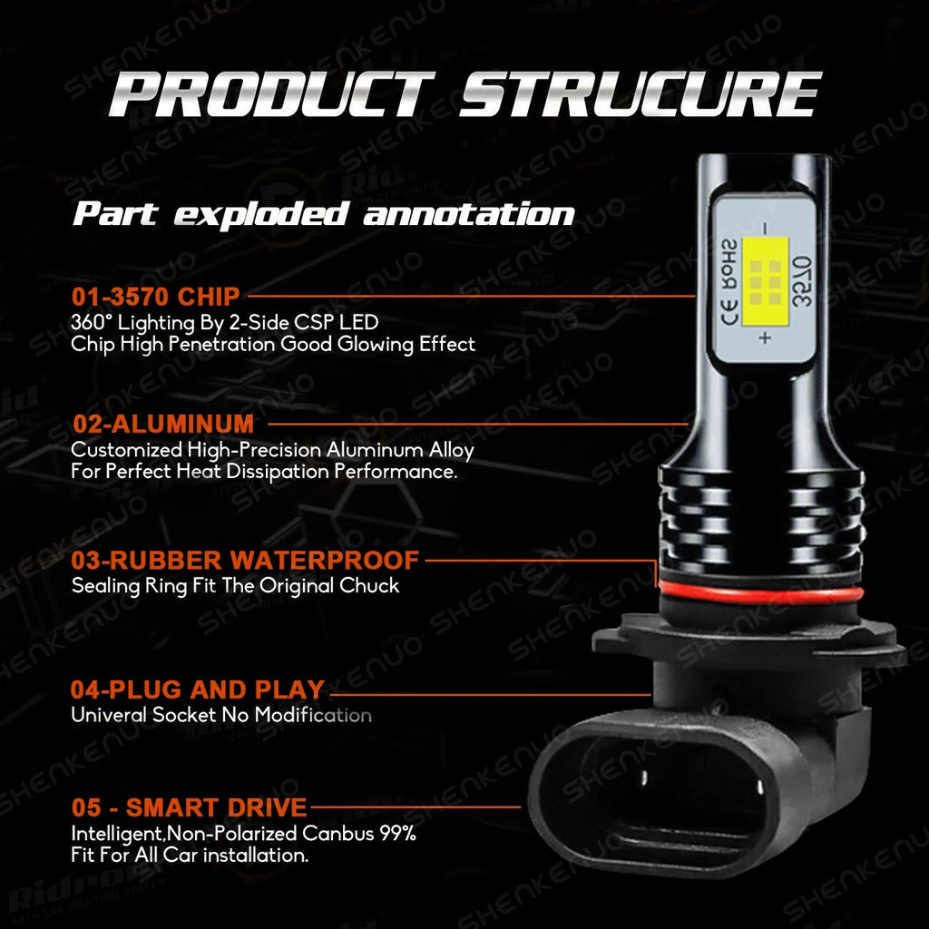 6X LED Headlights Bulbs Kit 6000K L758575