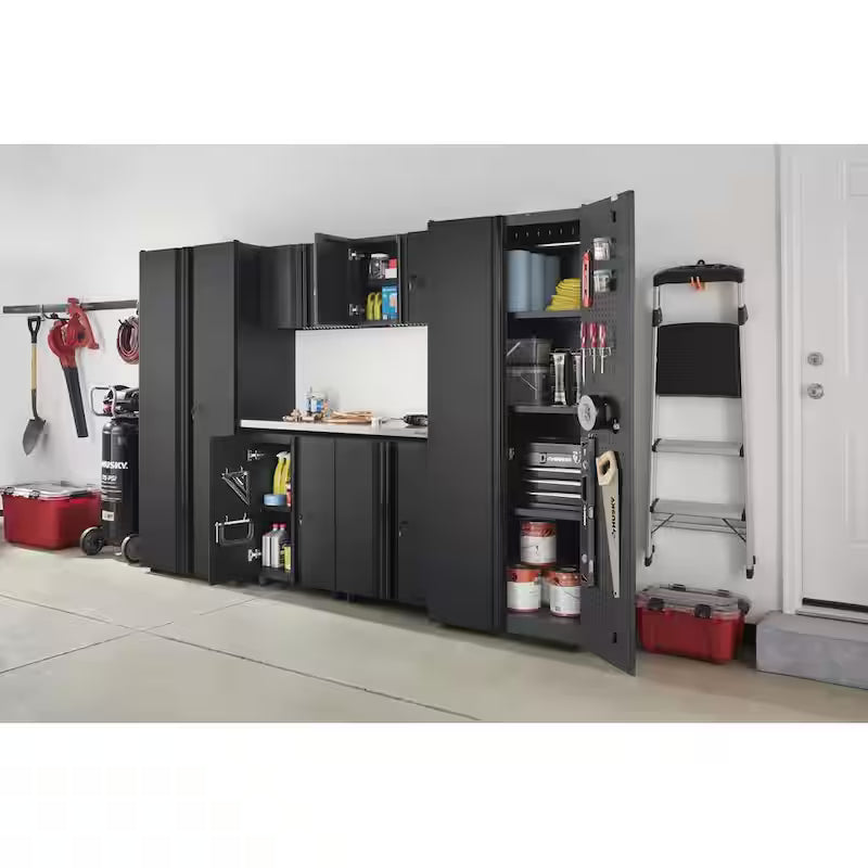7-Piece Welded Steel Garage Storage System in Black D1076