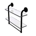 Matte Black 16 inch Two Tiered Glass Shelf with Towel Bar S537979