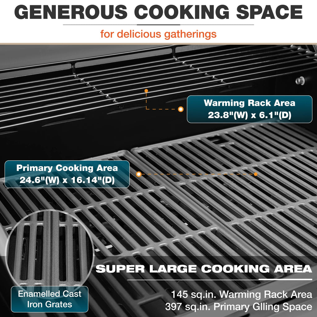 4-Burner Stainless Steel Propane Gas Grill with Side Burner C1696